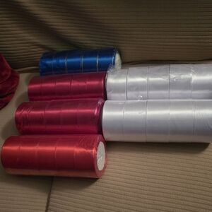 Satin Ribbon, Red Blue White 25 yard 1.57inch DIY Craft